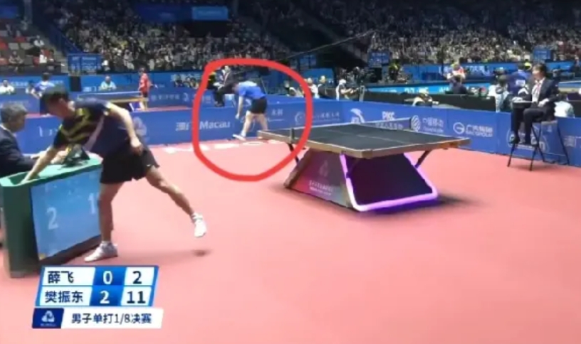 恭喜樊振东4-1战胜薛飞，晋级8强！

比赛中的一个细节，更加看得出他的人品！