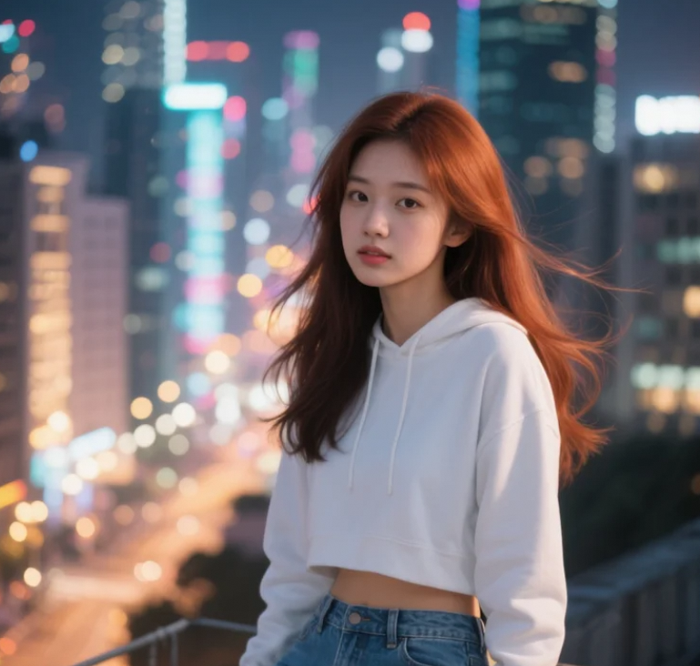 她在星空下许愿，愿这美好永存。