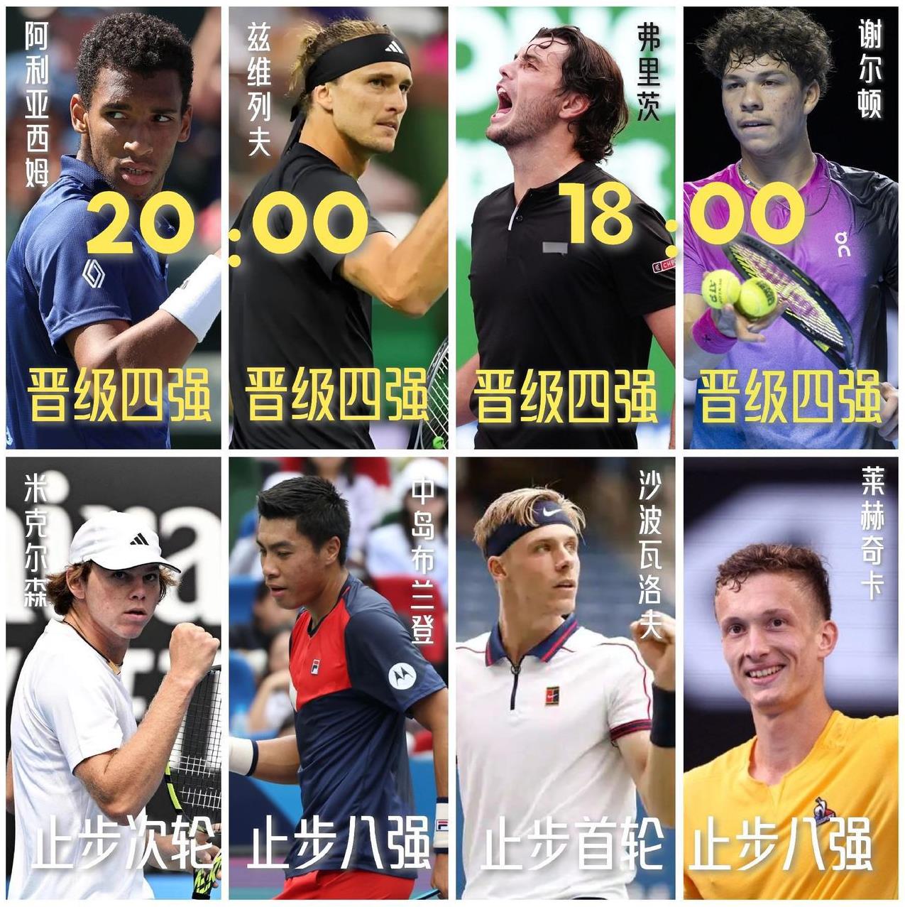 【ATP斯图加特站真稳！黑马全出局前四种子如约会师男单半决赛！】
头号种子兹维列