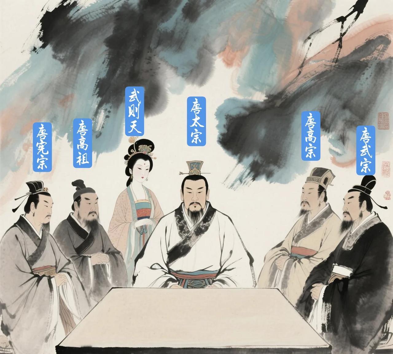 唐朝21个皇帝，有资格上桌的只有这6个，其他人只能站着。c位毫无疑问是唐太宗李世