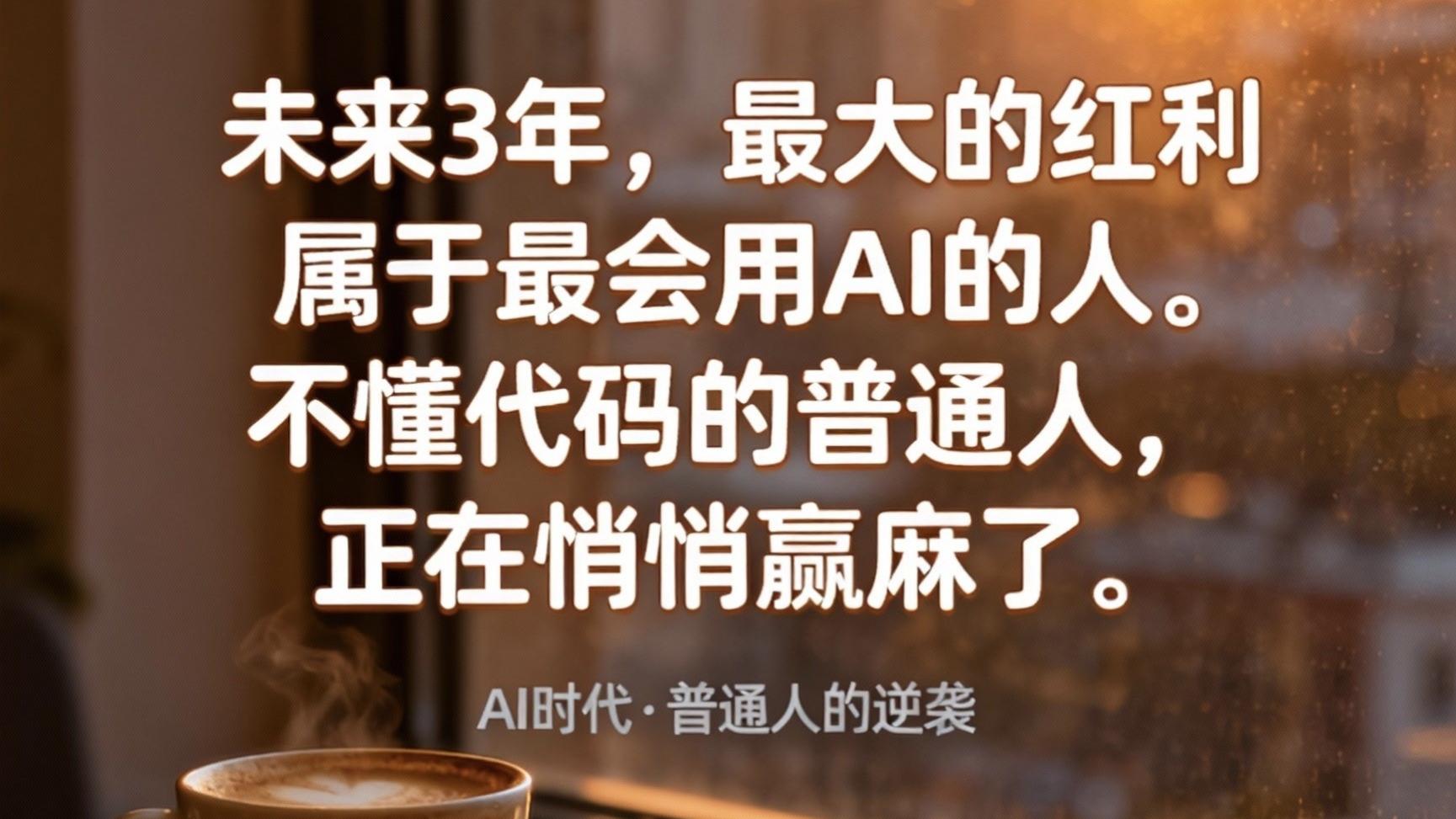 未来3年，最大的红利属于最会用AI的人。不懂代码的普通人，正在悄悄赢麻了。