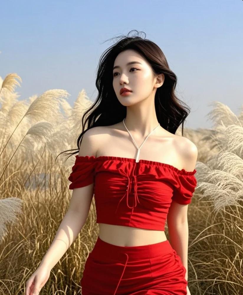 红裙+芦苇+晚风=？ 用一句话形容这种极致氛围感！（我先来：自由在燃烧）