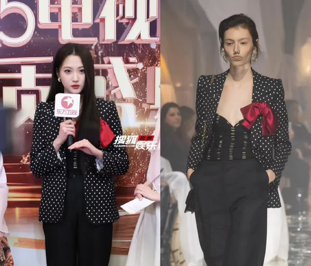 村姑？网友说关晓彤和模特比起来简直是村姑，喊话赶紧把衣服换了。