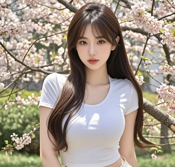 阳光穿过花瓣洒在她脸上，美得令人心动