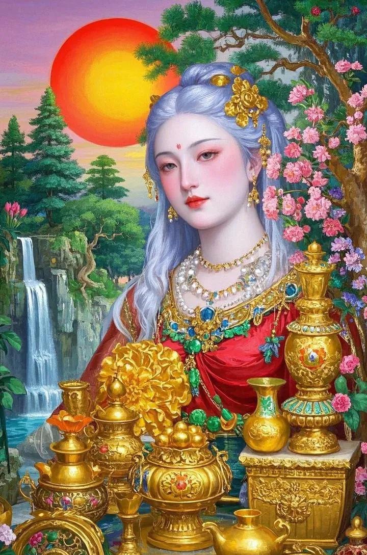 一送吉祥福气高，玄女娘娘展仙姿，二送平安万事顺，护佑家宅乐悠悠。
三送智慧心明亮
