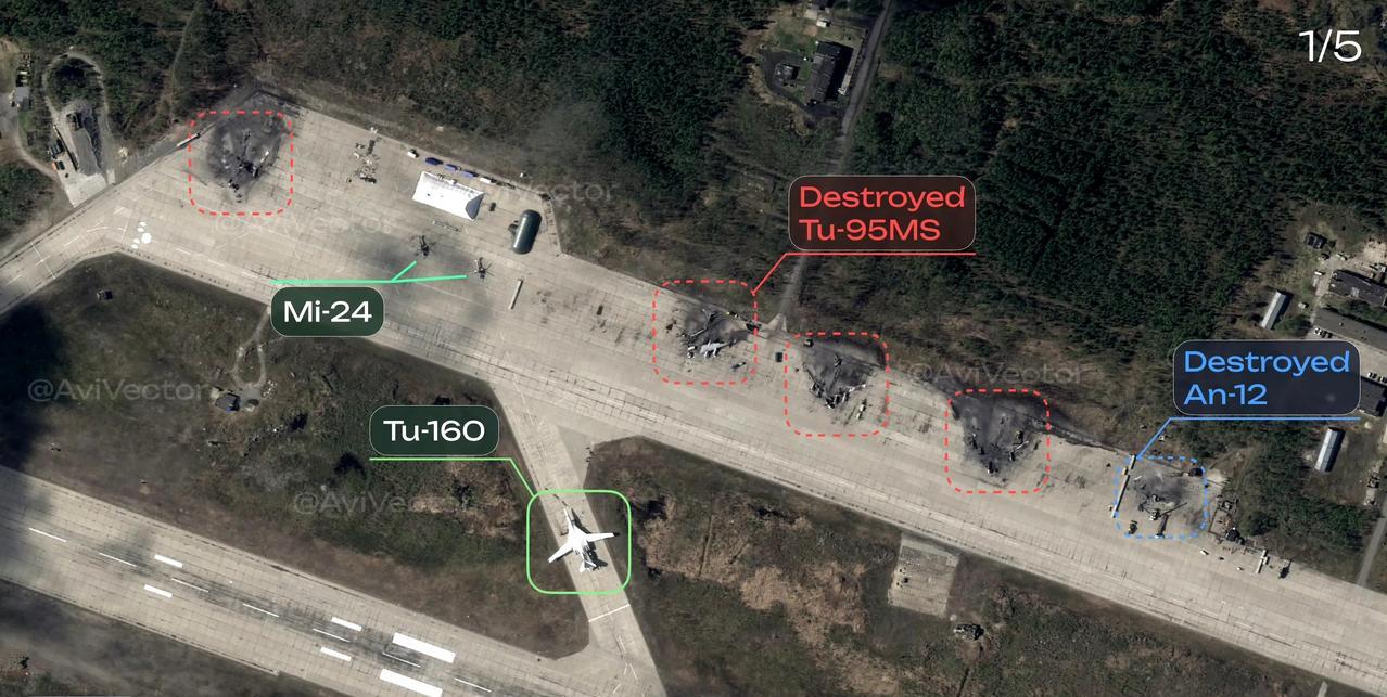 俄空天军奥列尼亚（Olenya ）基地高分卫星图像可以确认4架图95MS和1架安