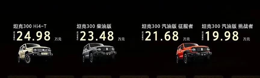 长城这下掀桌子了，2025款坦克300太牛了
坦克300 Hi4-T定价24.