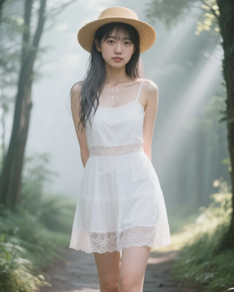 她仰望树梢时，连天空都变得温柔了几分。