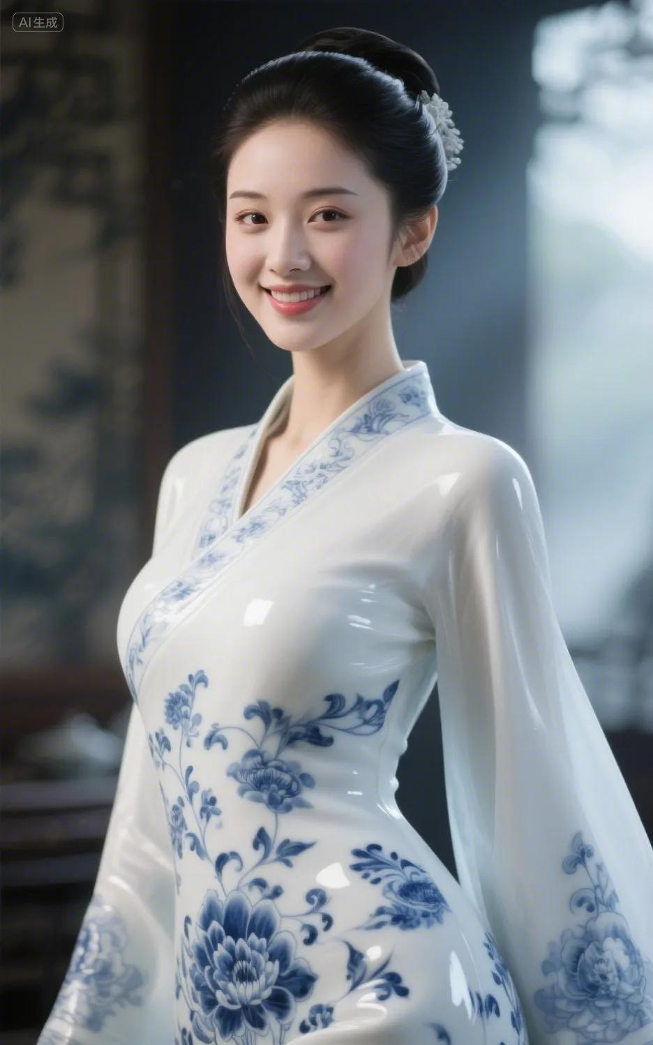 #谁是你心中的国风美人# 青花国风美女