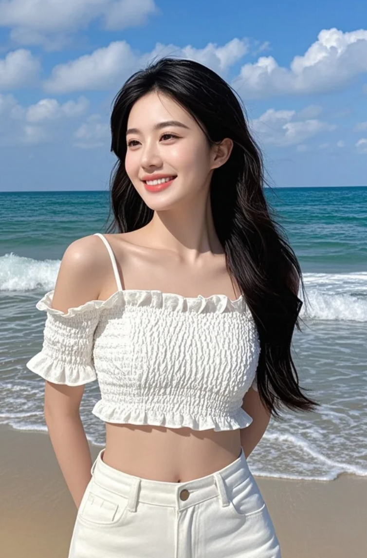 海是她的镜子，她比倒影更美