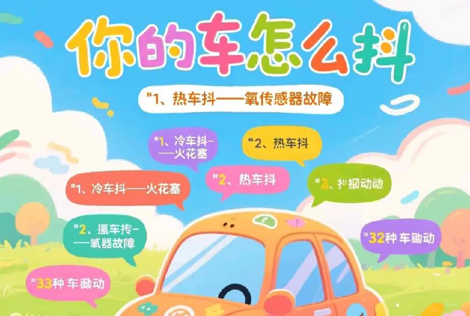 你的车怎么抖：

1、冷车抖——火花塞

2、热车抖——氧传感器故障
