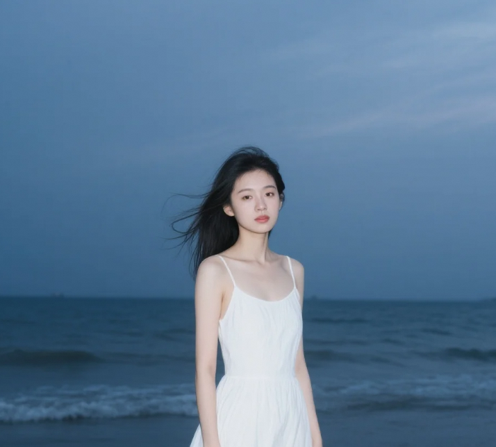 暗夜序曲：白纱连衣裙与海滩的朦胧叙事