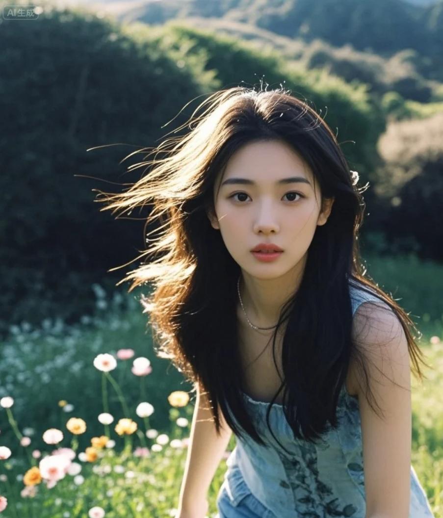 她指尖轻点湖面，涟漪中浮现出千年的童话。