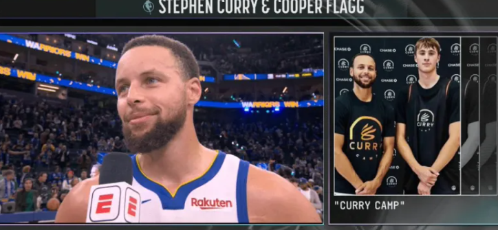 NBA圣诞大战，勇士主场126-116战胜独行侠。
赛后，勇士后卫斯蒂芬-库里在