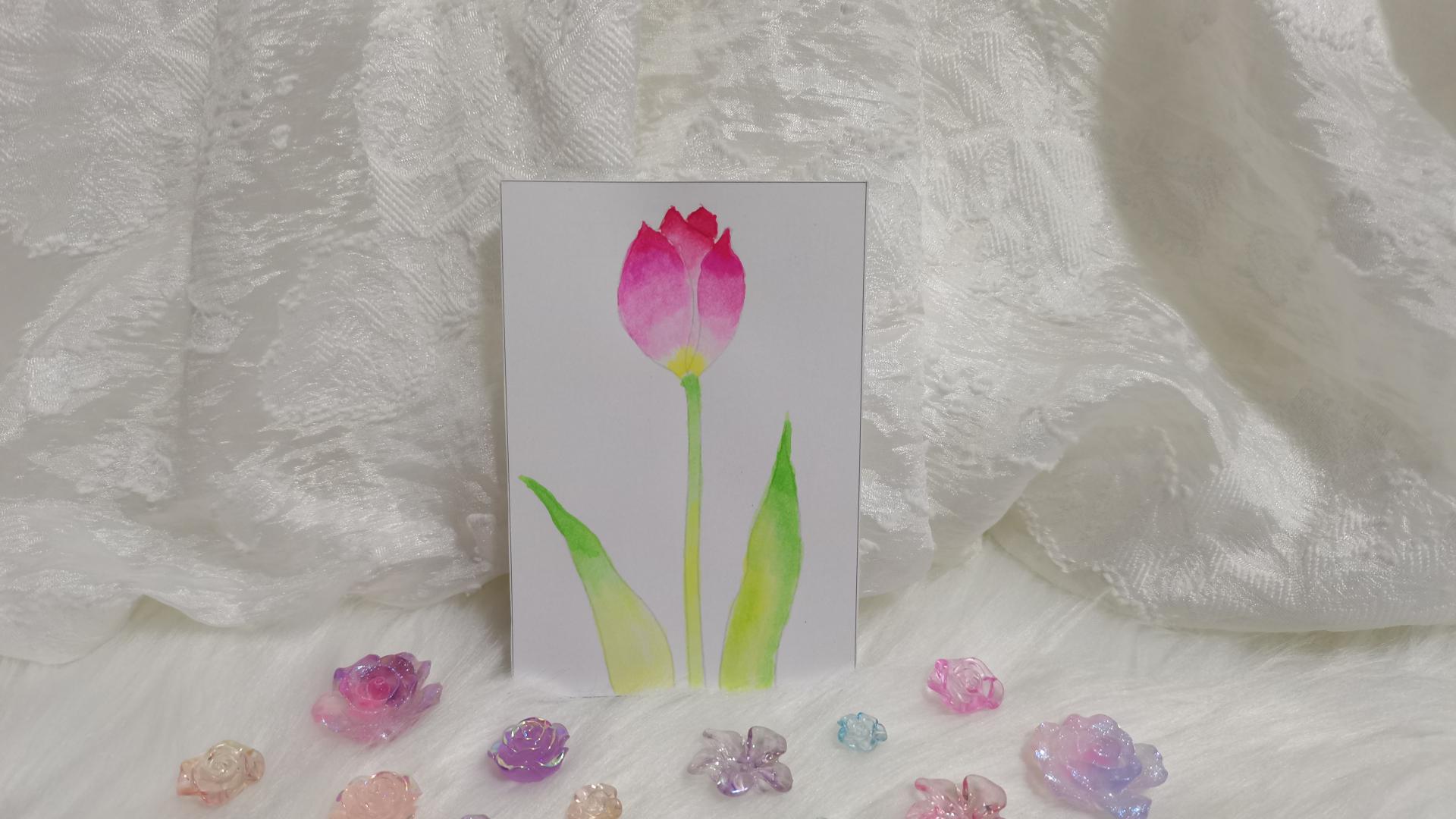 14 郁金香（绘画 水彩 果花甘06）