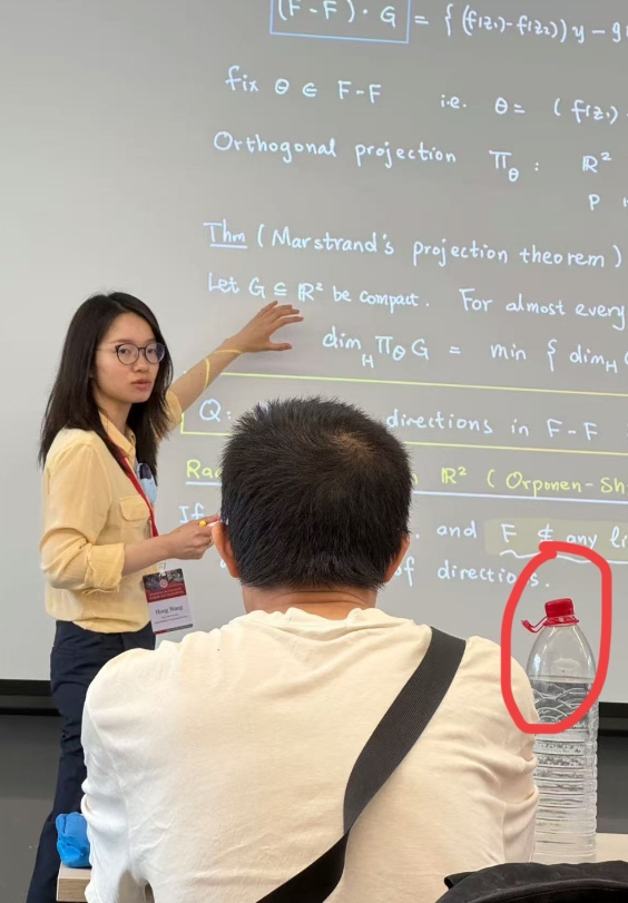 这张照片拍得也太棒了！

王虹在台上侃侃而谈，英文的板书写得很漂亮。她看向坐在第