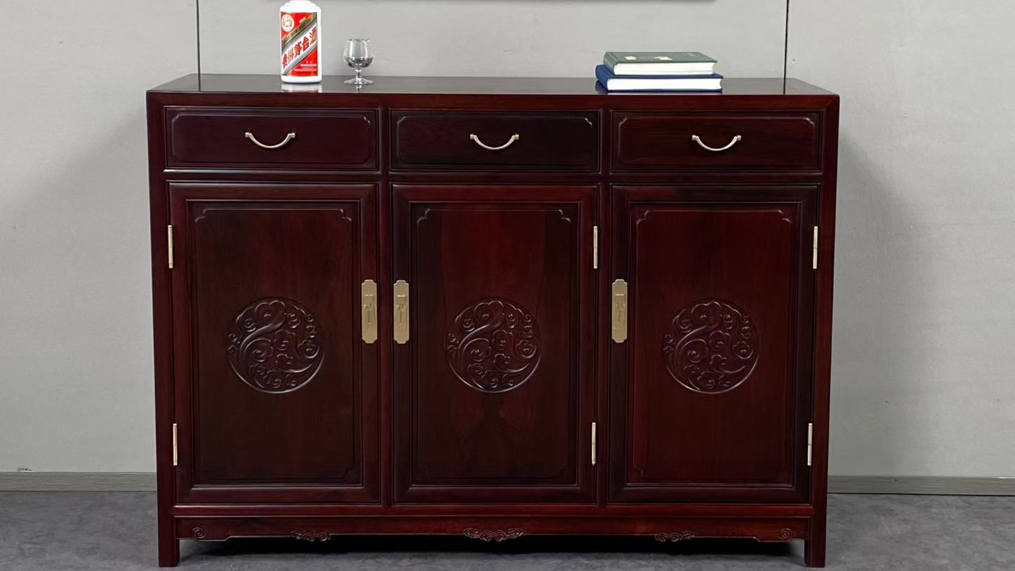 福运绵长，红酸枝，祥云纹餐边柜