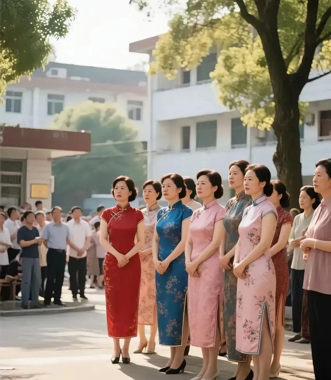 现在高考好像一场表演秀，家长们忙的不亦乐乎，有的家长穿上了旗袍，有的家长拿着甘蔗