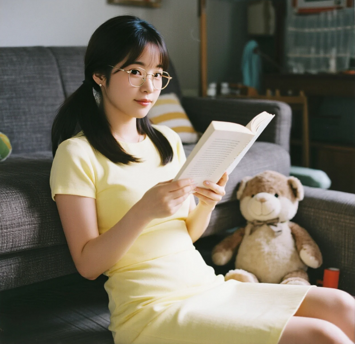 素颜之美：无滤镜记录沙发上最自然的清纯状态