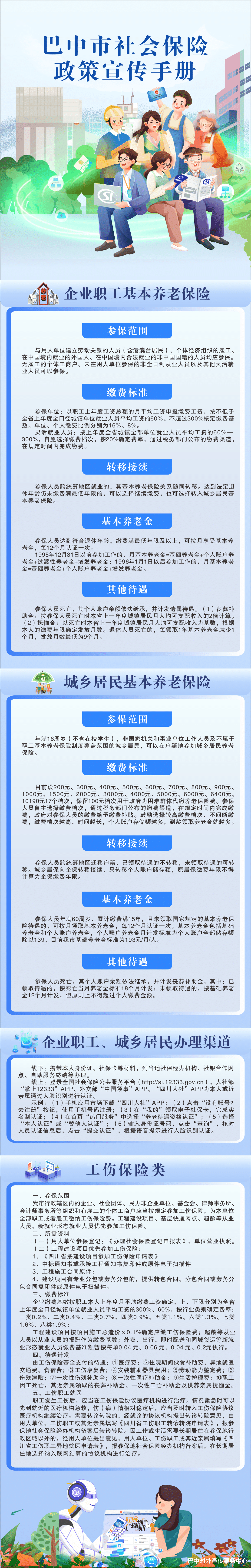 一图看懂巴中市养老保险、工伤保险政策