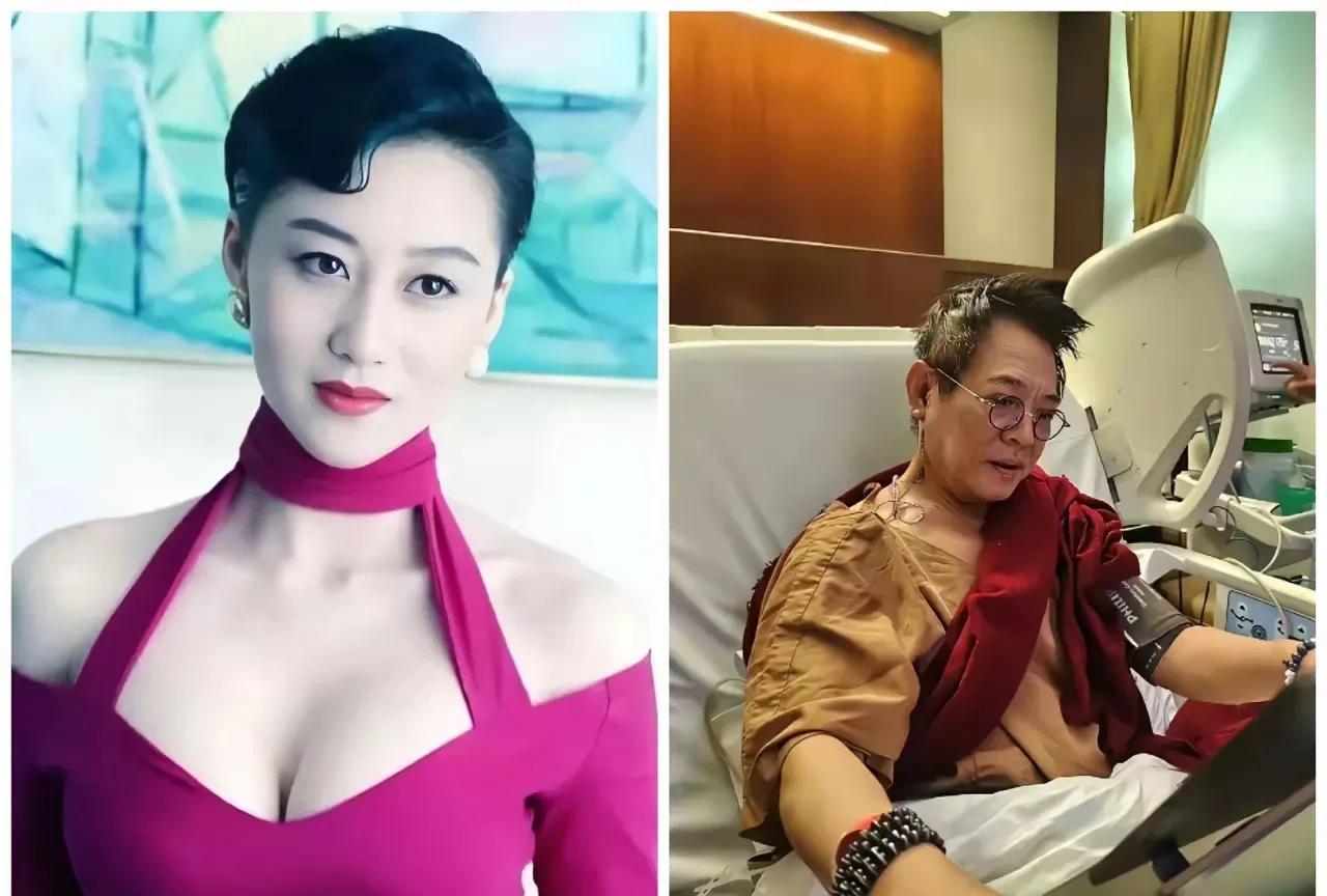 利智啊利智，
这位功夫皇帝躺在新加坡的病床上，输血管插进苍白的皮肤，蓝白病号服空