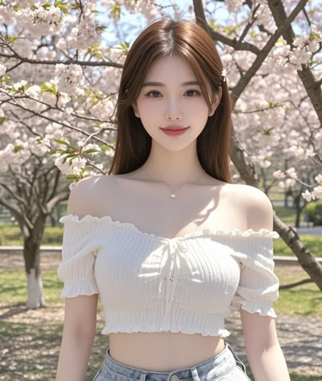 樱花漫舞，映衬出她无与伦比的柔美