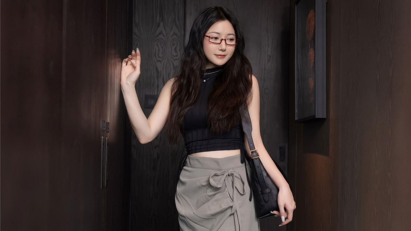 黑丝美腿性感时尚眼镜模特