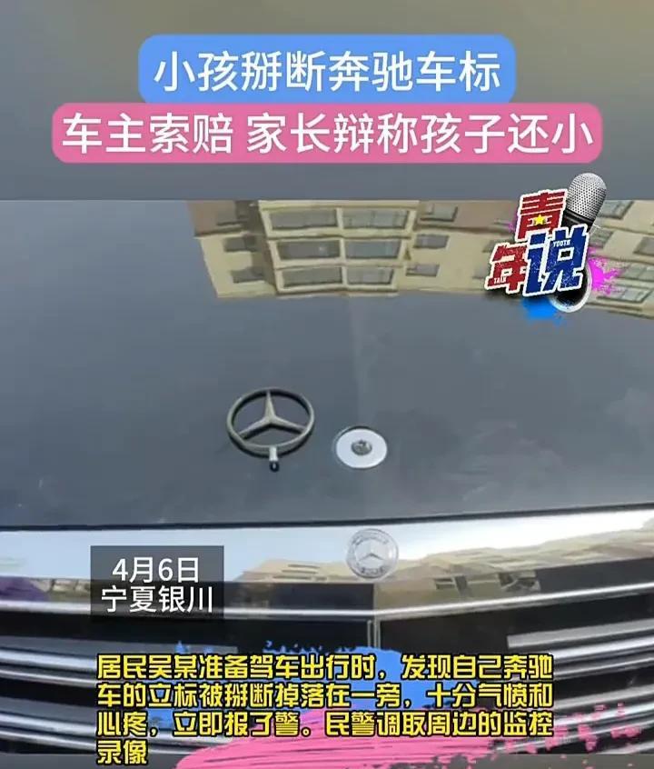 很多时候熊孩子会犯错都是因为家长的纵容！4月6日，宁夏银川一名男子准备驾车出行时