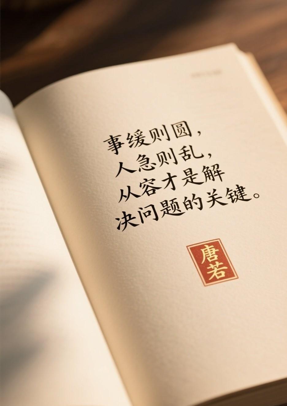 有没有发现，事缓则圆，心急则乱，从容才是解决问题的关键。
我们总以为，快一点才能