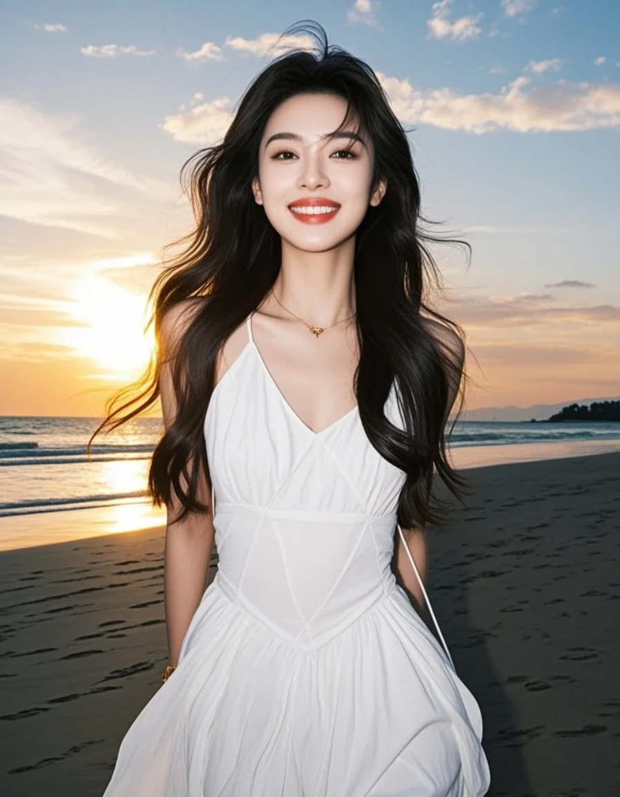 裙角卷起海风，也卷起了沉睡的思念诗篇