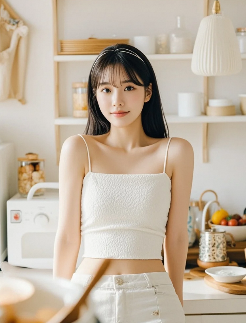 她穿白衣服的样子，干净利落又性感