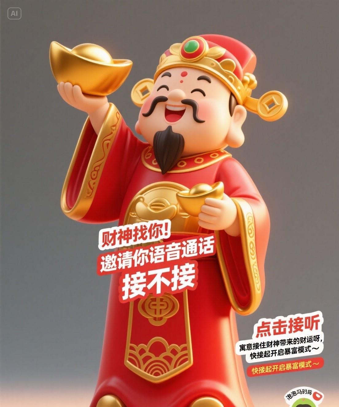财源滚滚，财神到你家！#迎财好运来# #五路来财# #天降财神# #八方进财源#