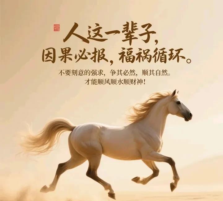 人这一辈子啊，
因果终究会有报应，
福祸向来循环往复。
不要刻意去强求，
保持顺