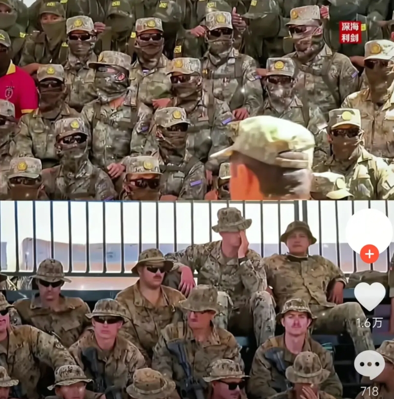 中国军队戴着面罩的照片，从中能看出全程实战化的氛围了。全都蒙着面，这是为防止被拍