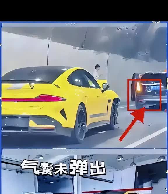 今天早上上海外环隧道出大状况啦！一辆没挂牌的小米SU7 Ultra猛地撞上凯迪拉