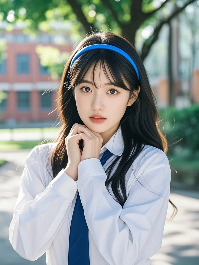 校服轻扬古韵长，少女仪态胜华章