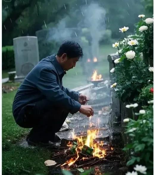 老二老婆癌症去世了，昨天是正吊。
第二天按农村习俗该是全家人去圆坟日子，死者丈夫