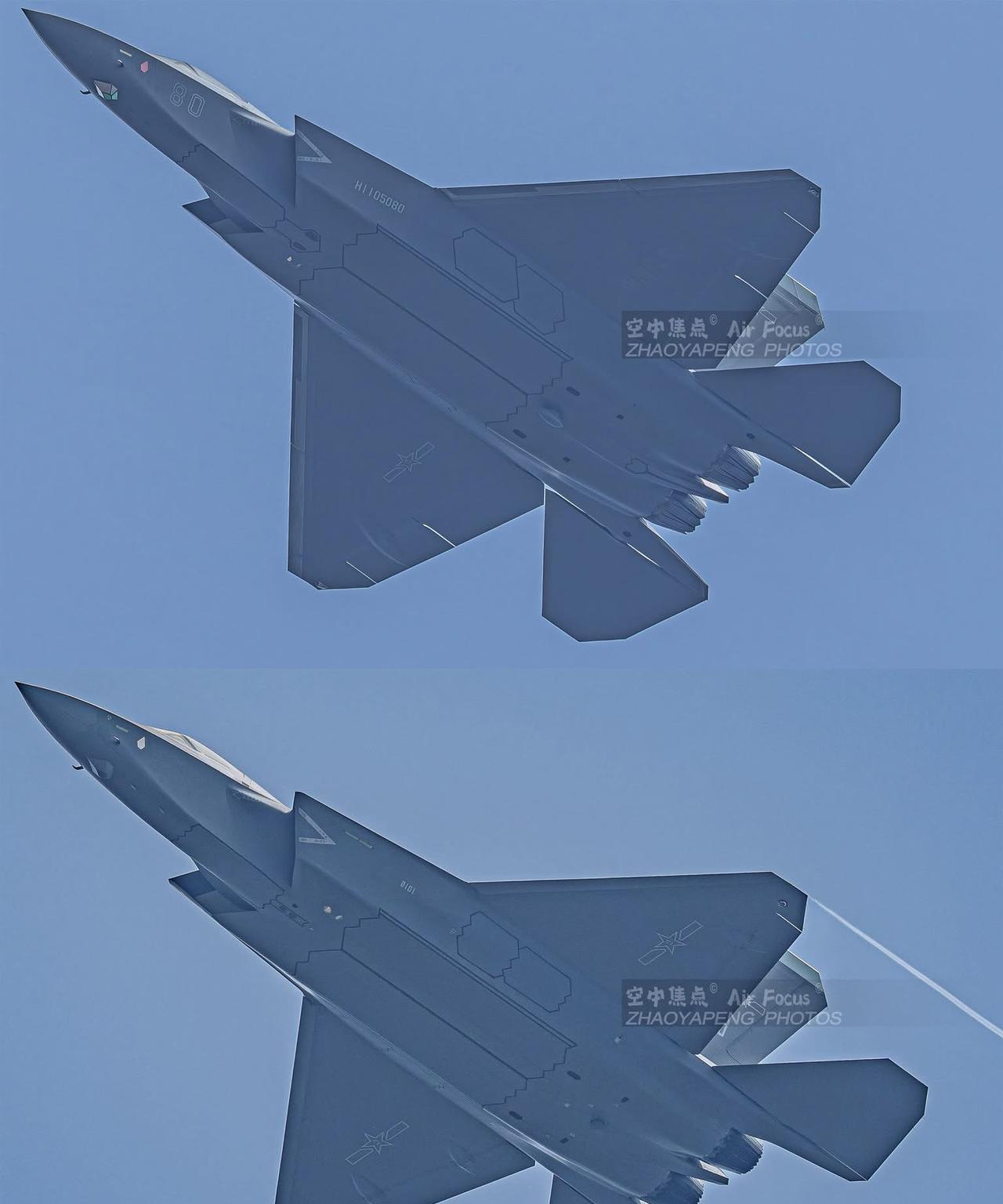 J-35舰载机 Vs J-35A腹部高清图，J-35尾椎着舰钩很好的融入了机体。