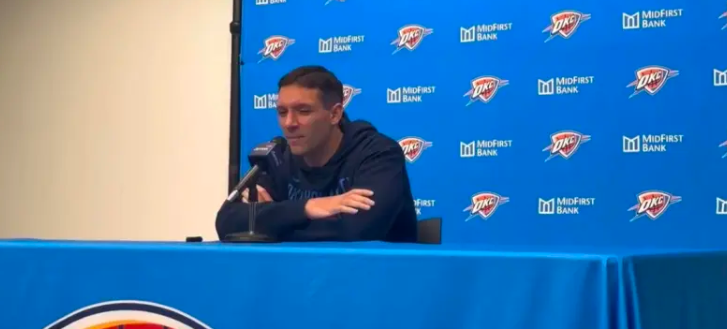 NBA常规赛：雷霆将在主场迎战国王。
赛前，雷霆主教练马克-戴格诺特接受了采访，