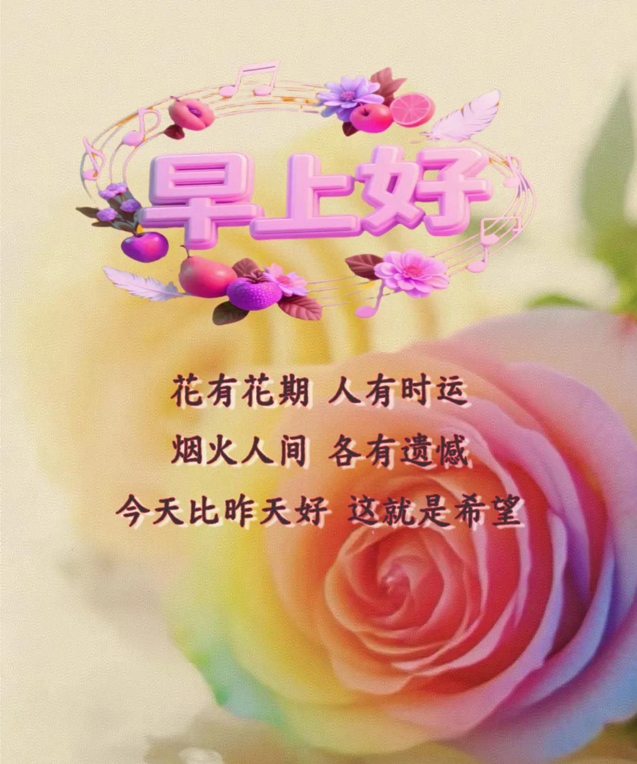 朋友：早上好！
花有花期，人有时运，
烟火人间，各有遗憾。
今天比昨天好，这就是