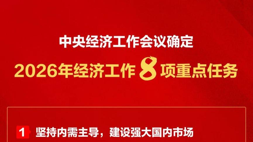 明年经济工作到底怎么做？政策已定调2026年经济工作8 项重点任务！