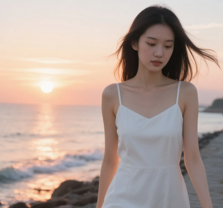 发丝沾满海盐味，连步伐都沾着光
