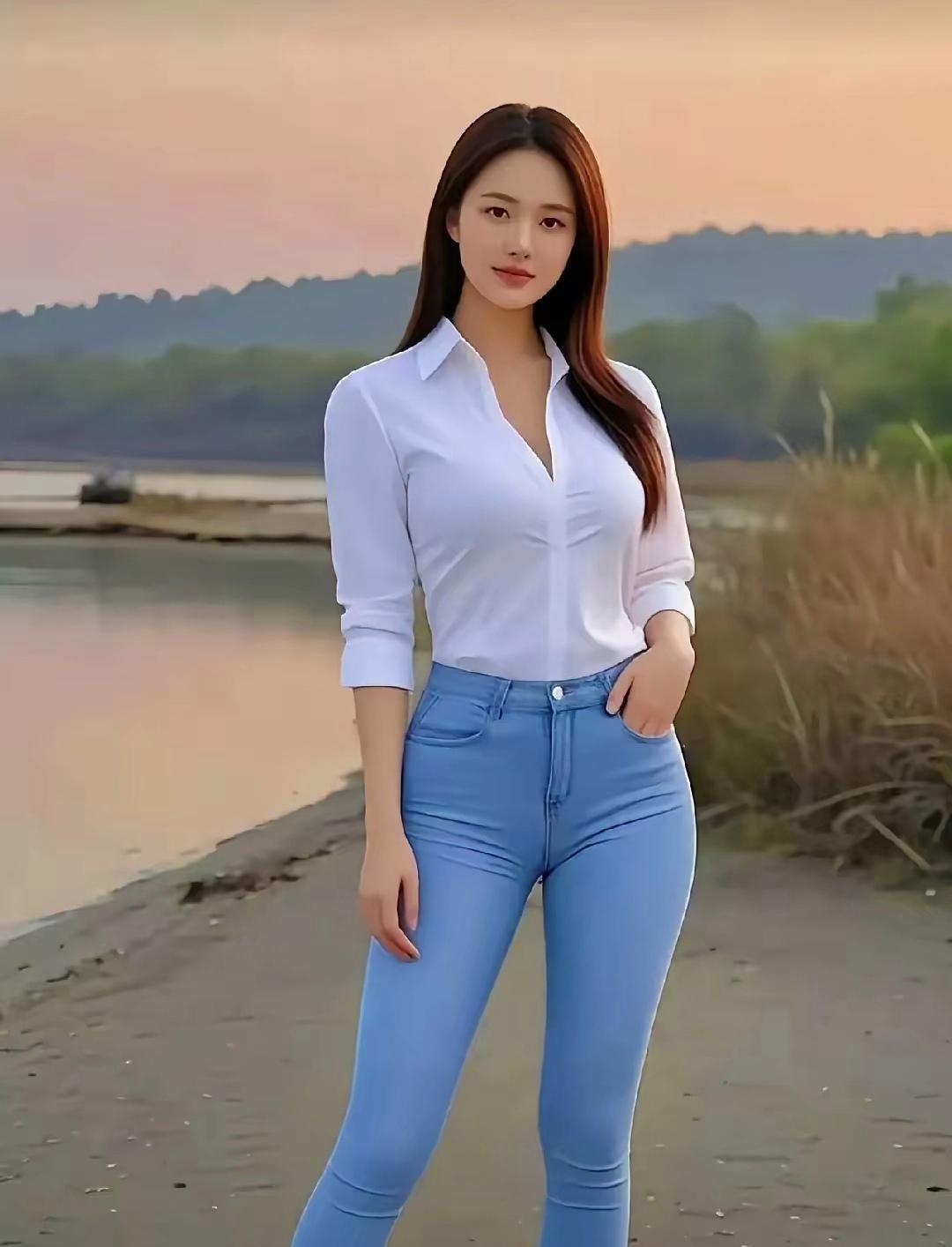"河边漫步，微风不燥，岁月静好。"
