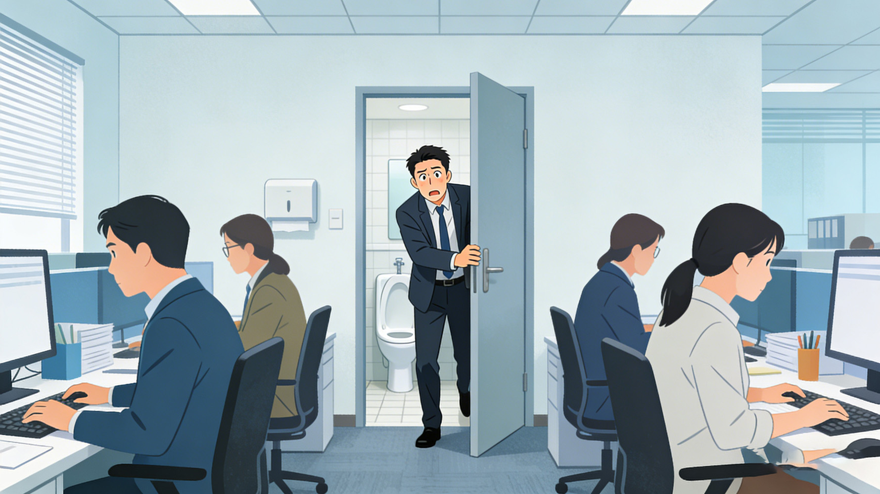 江苏男子月薪1万却长期躲卫生间摸鱼