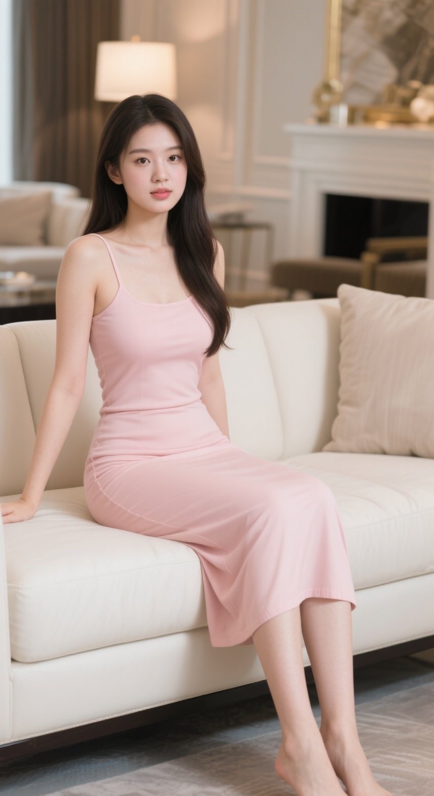 书香美人慵懒沙发，长腿纤细尽显魅力