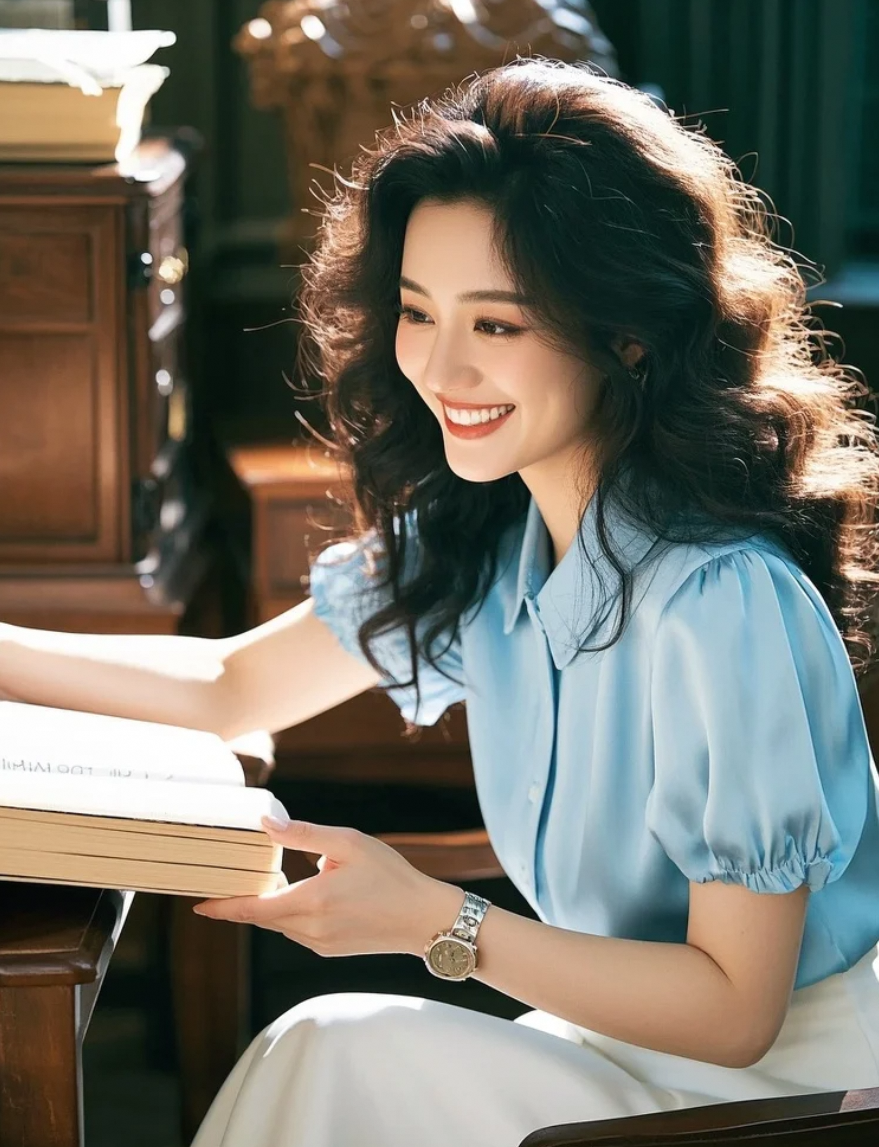 工作间隙也不忘充电，这位爱看书的办公室美女火了