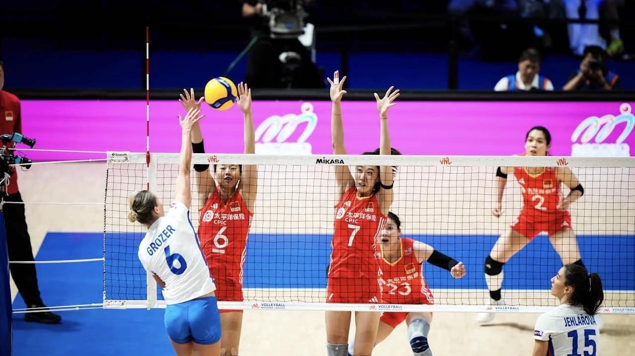 中国女排击败捷克，本场比赛中国队入帐0.4个世界积分。