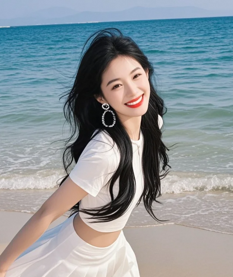 她的身影，融入天海之间