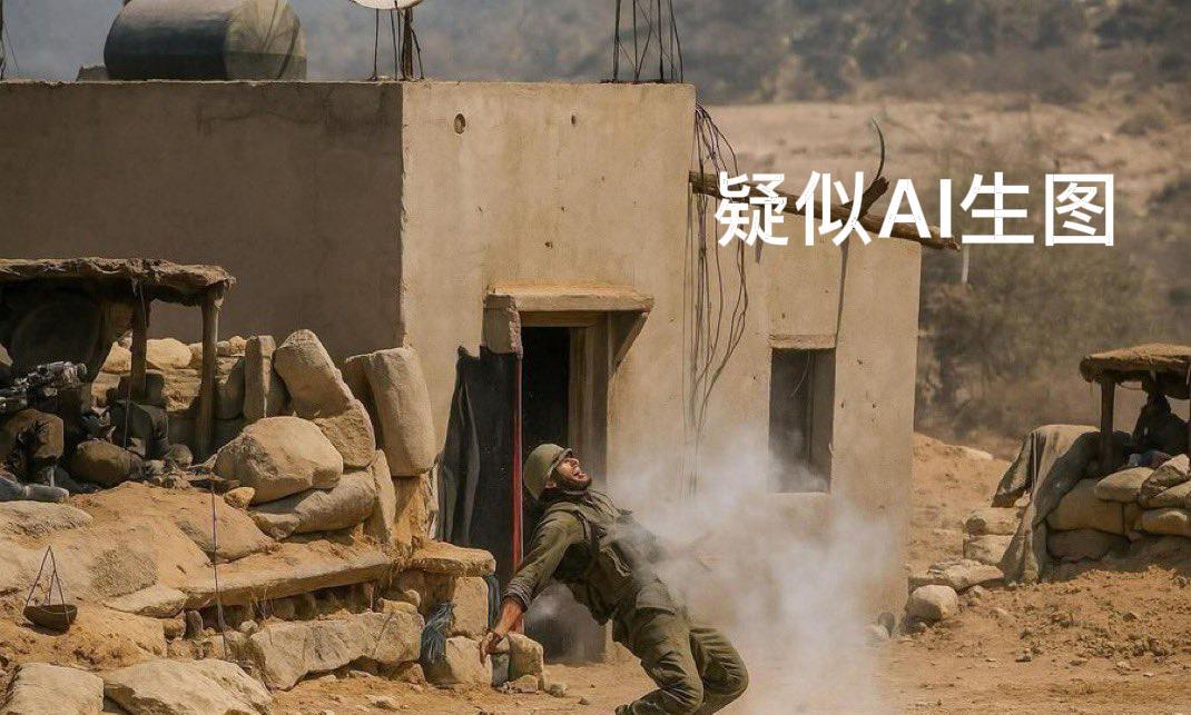 射杀以色列士兵的AI照片以假乱真？一张照片在外国社交媒体流传，一名以色列士兵被子