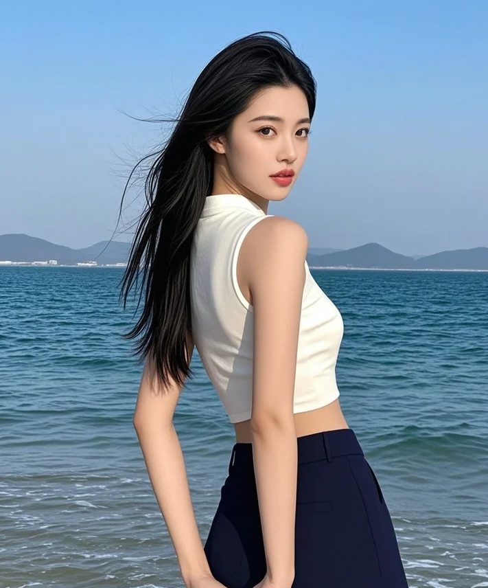 她用睫毛丈量数据海的深度，量子浪尖开出一朵真实的玫瑰